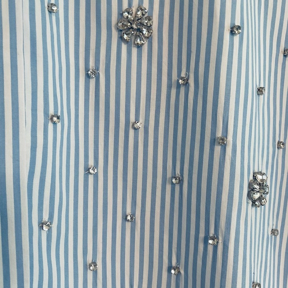 J Crew Collection Garçon Classic Fit~Crystal Embellished~Blue Stripe~Size 4~NWOT - Picture 3 of 6